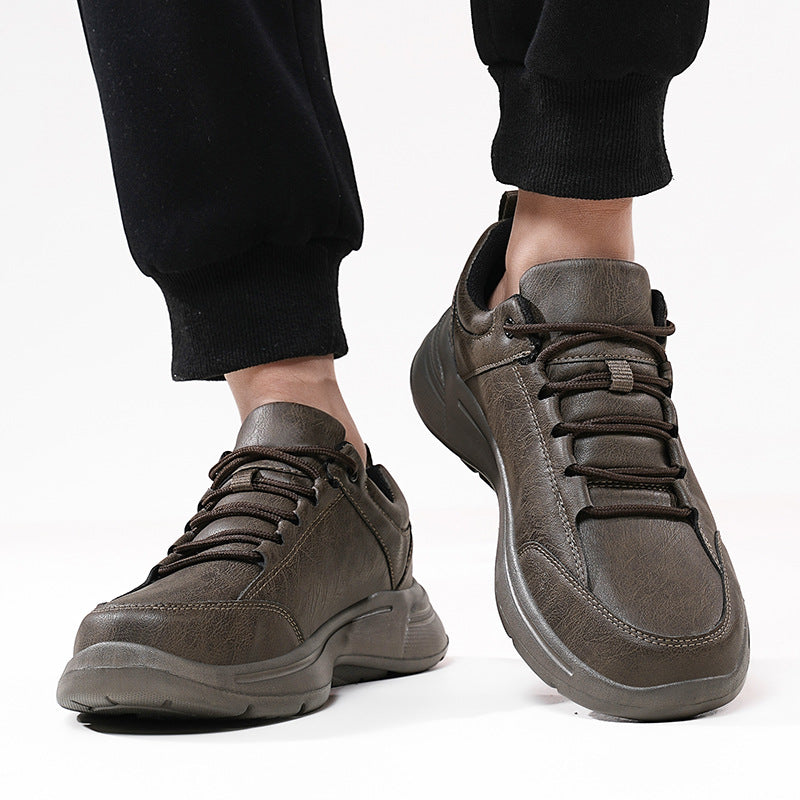 Men's British-Style Microfiber Leather Low-Top Sneakers | Round Toe Casual & Sports Shoes | EU 39–48