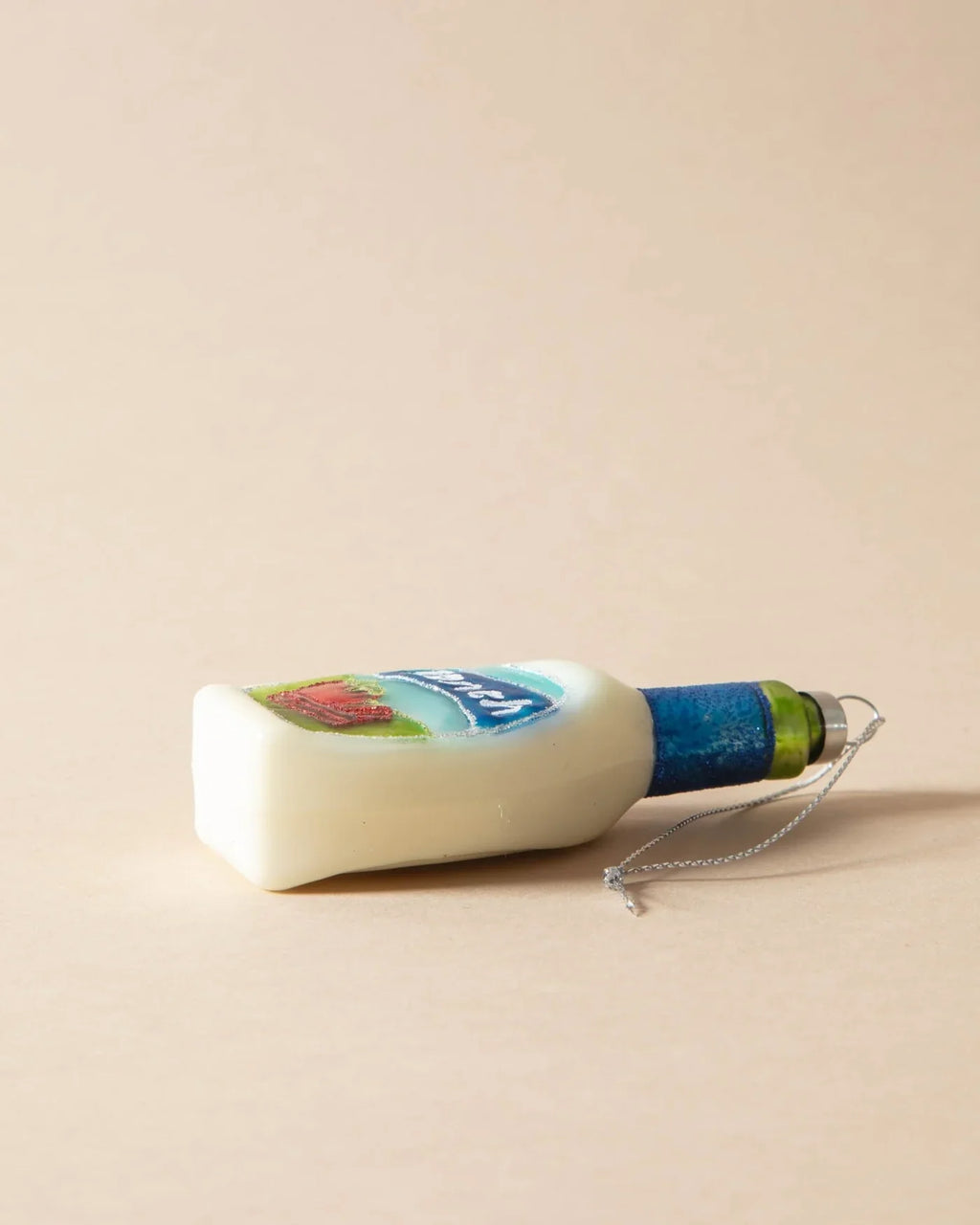 Hand-Painted Glass Ranch Dressing Bottle Ornament with Glitter