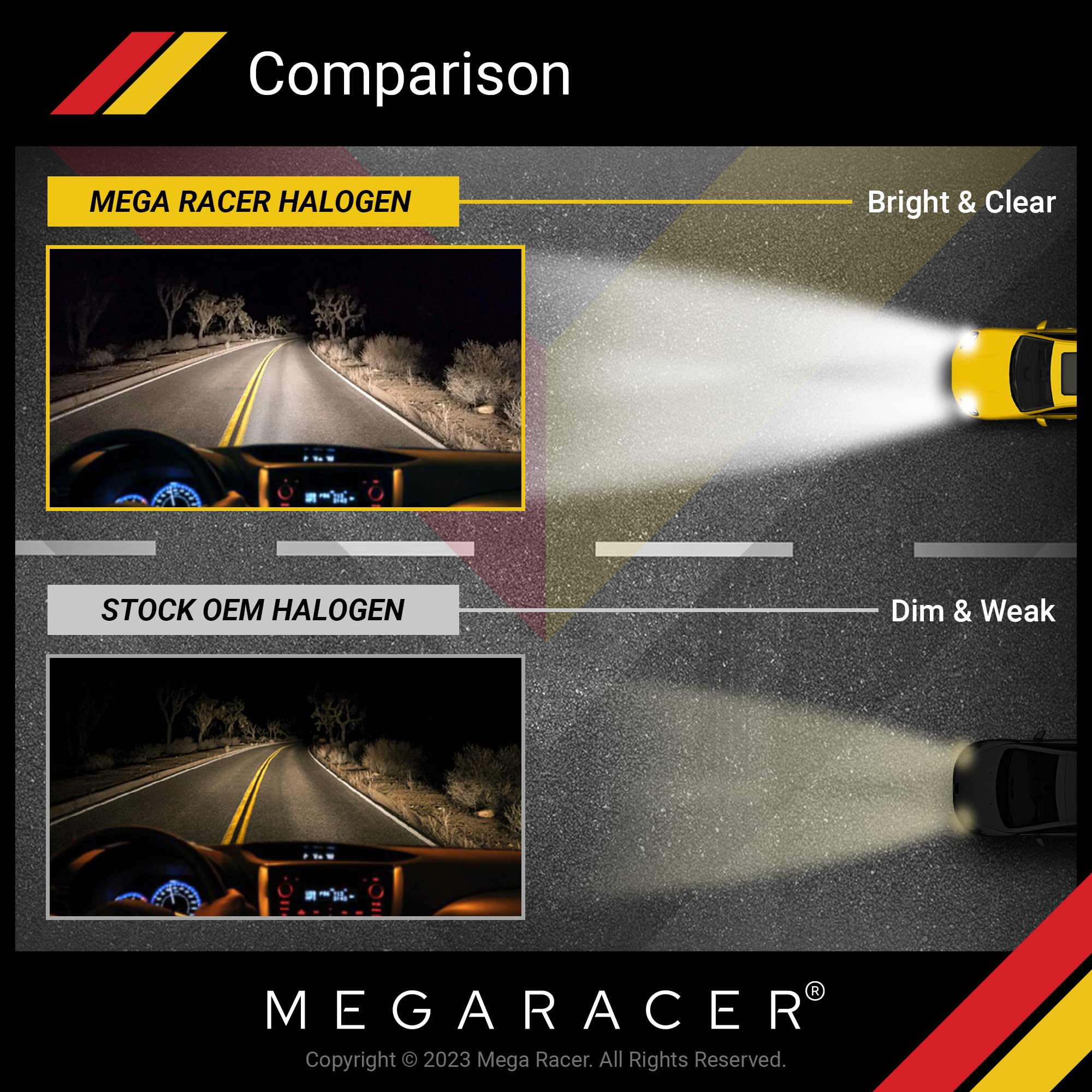 Halogen H7 55W 5000K White Headlight Bulbs Low & High Beam Pack of 4