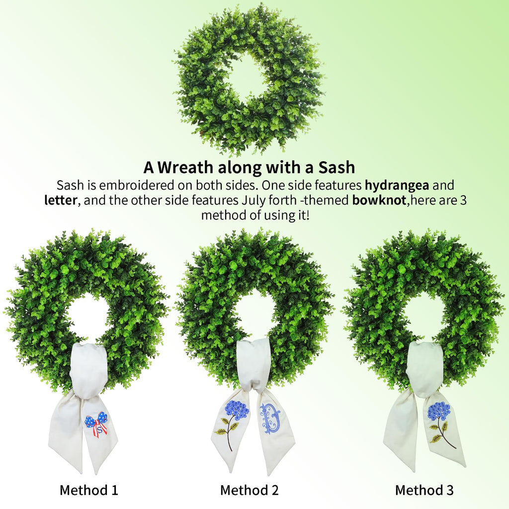 Personalized Boxwood Wreath 20" Front Door Farmhouse Porch Decor Monogram