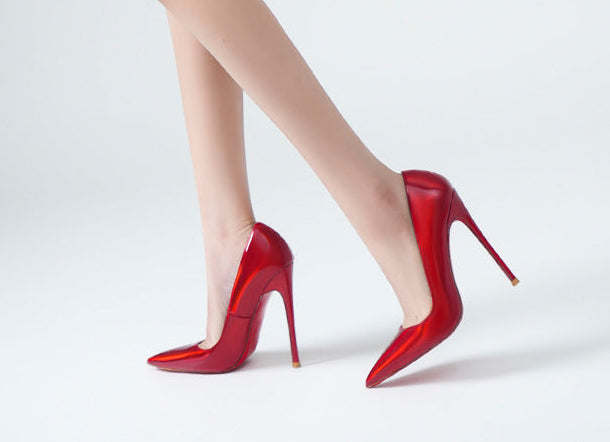 Red Sole Pointed Toe Slip-On Pumps – Women's Stiletto High Heels