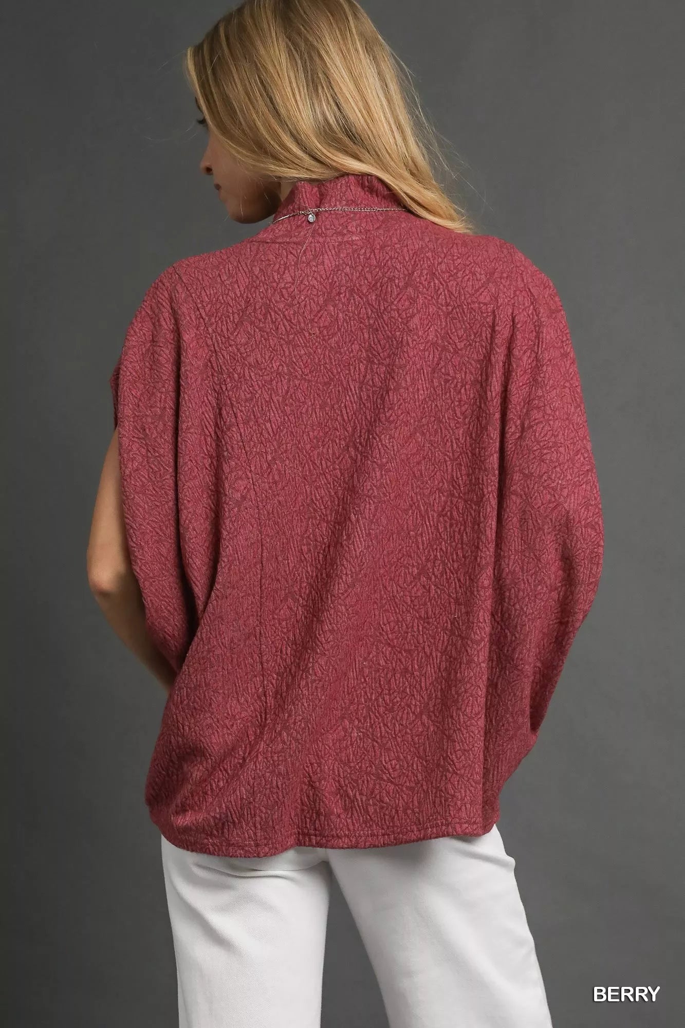 Textured Mock Neck Relaxed Top