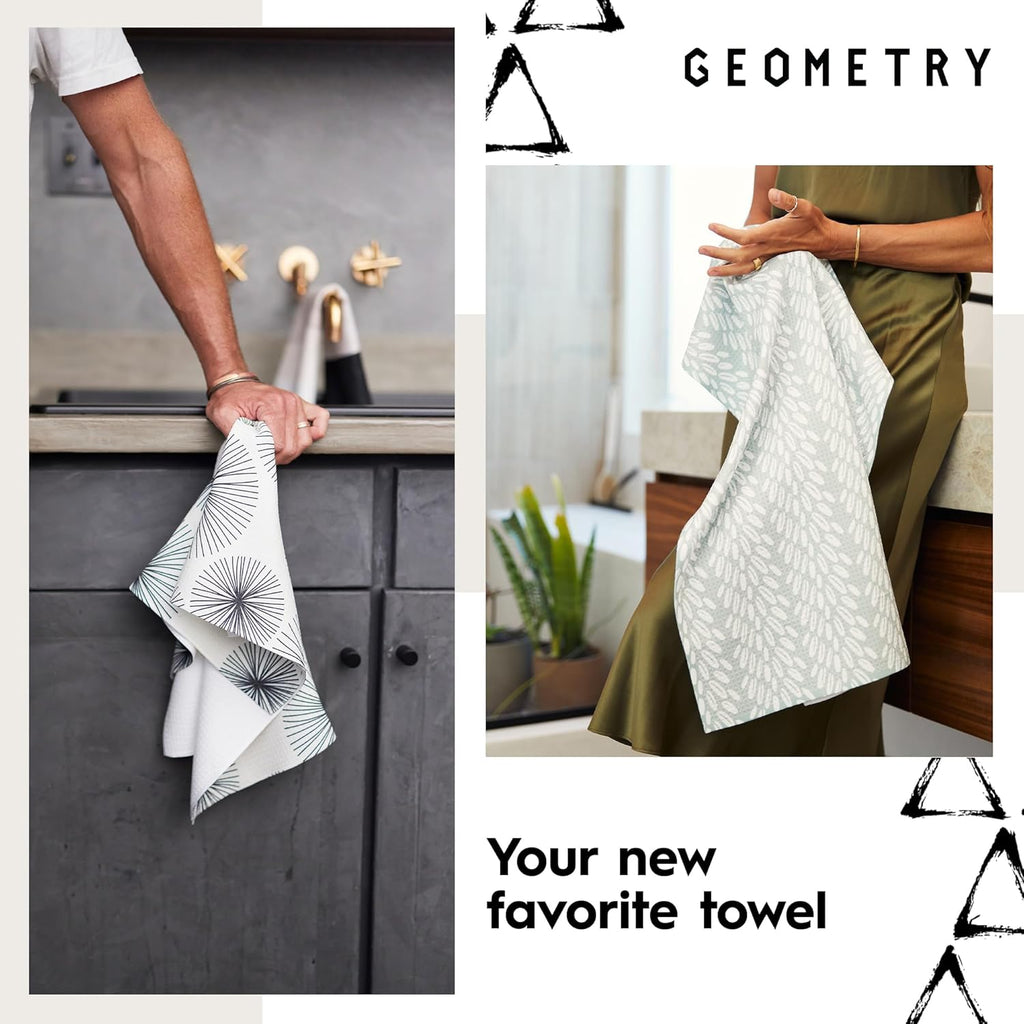 Festive Candy Canes Geometry Tea Towel