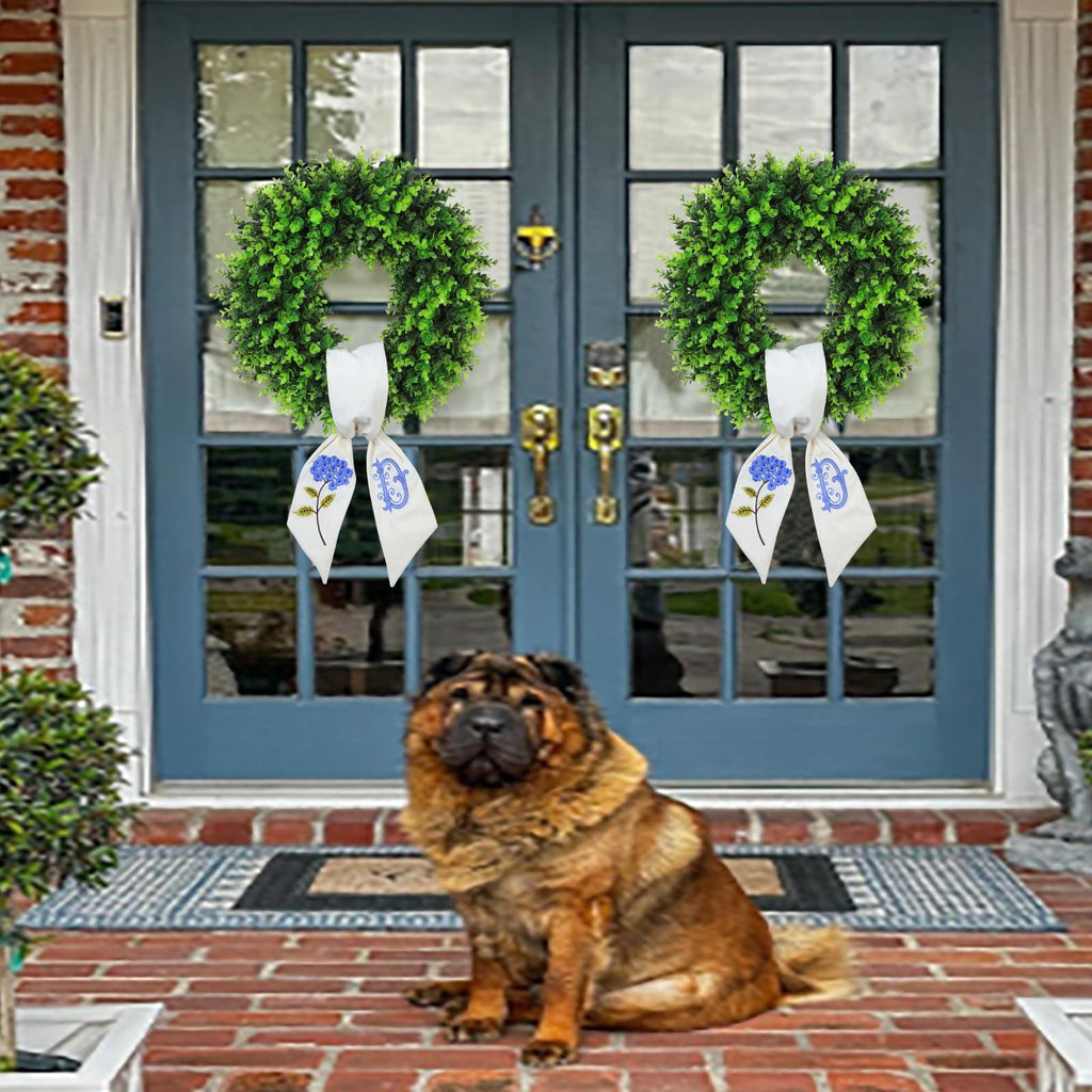Personalized Boxwood Wreath 20" Front Door Farmhouse Porch Decor Monogram