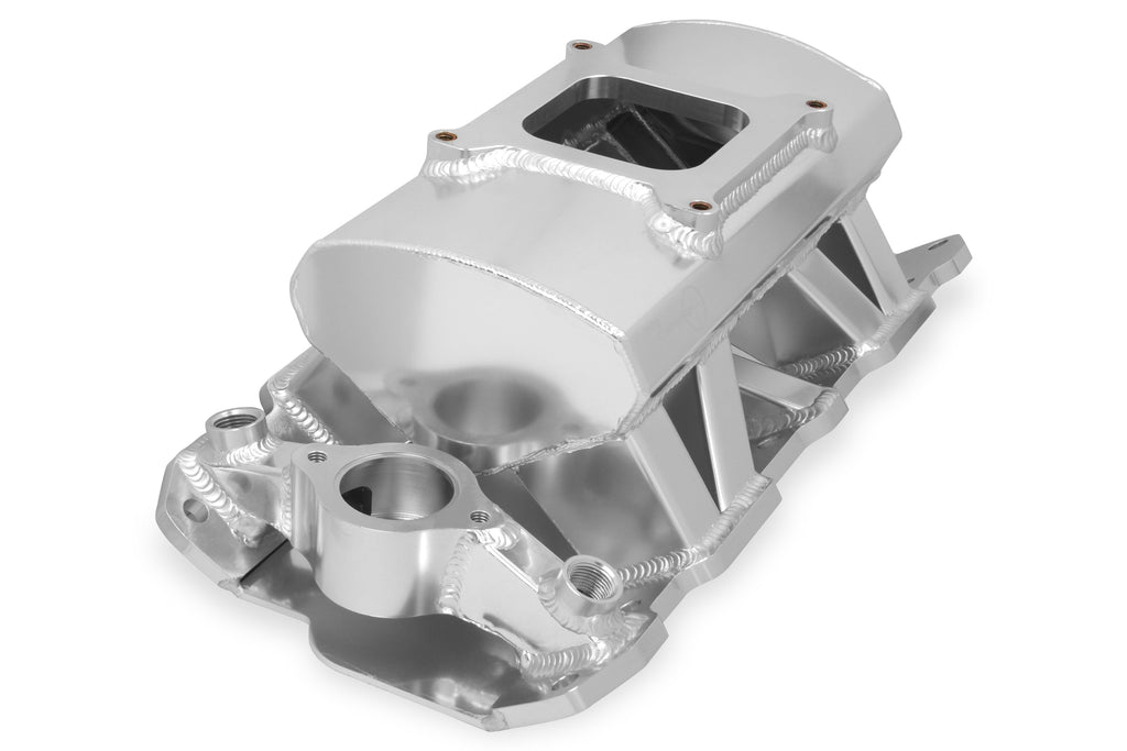 Sheet Metal Fabricated Intake Manifold SBC Single Plane Carbureted Silver with Sniper Logo