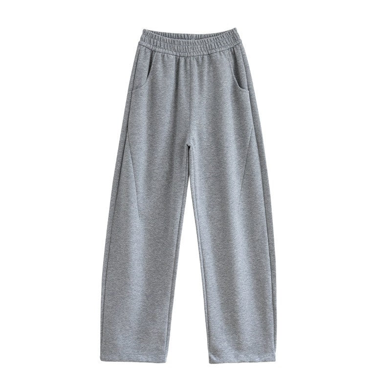 Casual Loose Sweatpants with Solid Color and Elastic Waist