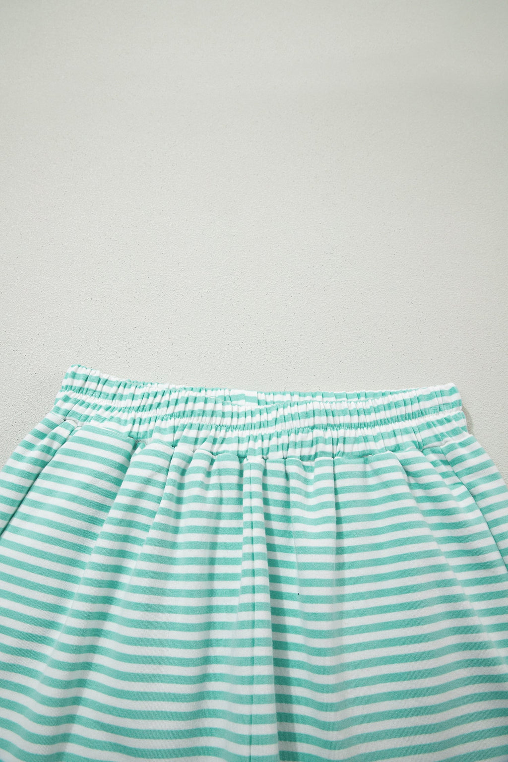 Green Stripe Oversize Mock Neck Sweatshirt and Shorts Set