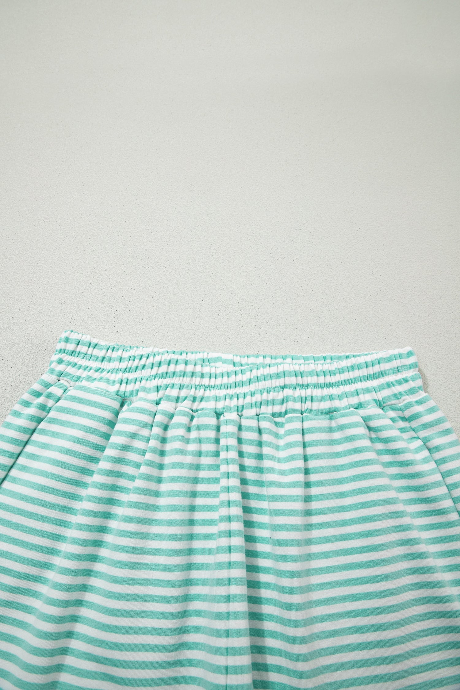 Green Stripe Oversize Mock Neck Sweatshirt and Shorts Set