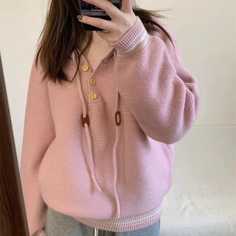 Long Sleeve Hooded Casual Loose Pullover Thick Sweater