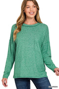 Soft Melange Hacci Round-Neck Long Sleeve T-Shirt