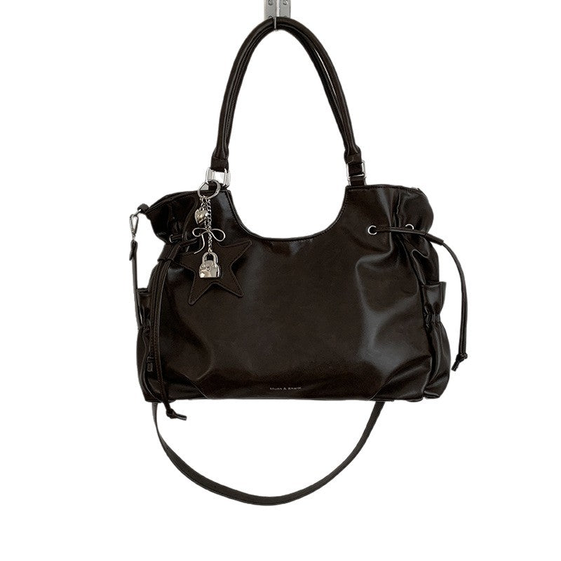 Vintage Biker Underarm Bag for Women - High Capacity PU Leather Crossbody