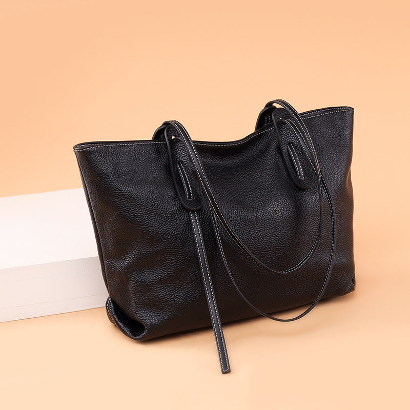 Women's Genuine Cowhide Leather Handbag | Casual Streetwear Shoulder Bag