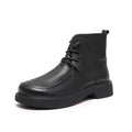 Women's High-Top Lace-Up Cowhide Leather Boots – Round Toe, Non-Slip Rubber Sole | Black & Coffee