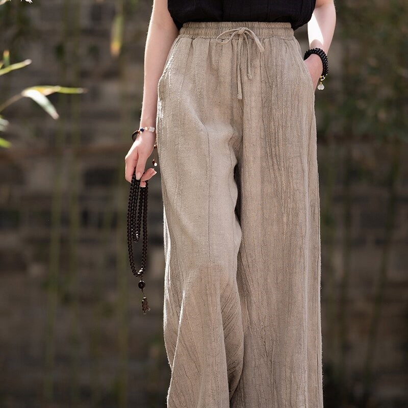 Relaxed Drawstring Wide-Leg Trousers