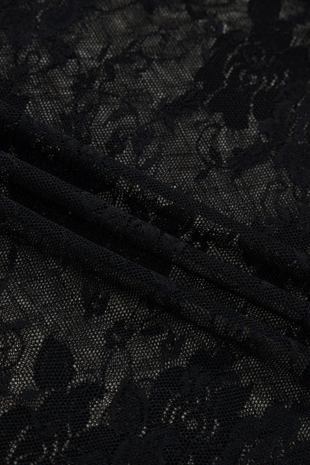 Black Floral Lace Mesh Short Sleeve Sheer Top