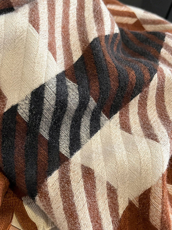 Urban Imitated Cashmere Stripped Warm Shawl&Scarf