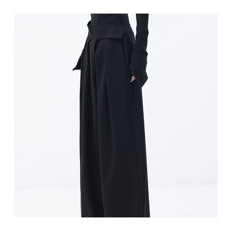 Draped Blazer and Wide-Leg Black Pants
