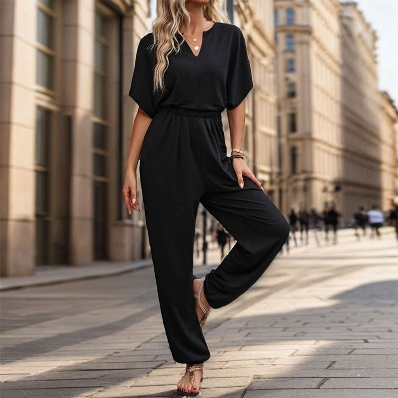 Solid Color Casual Jumpsuit