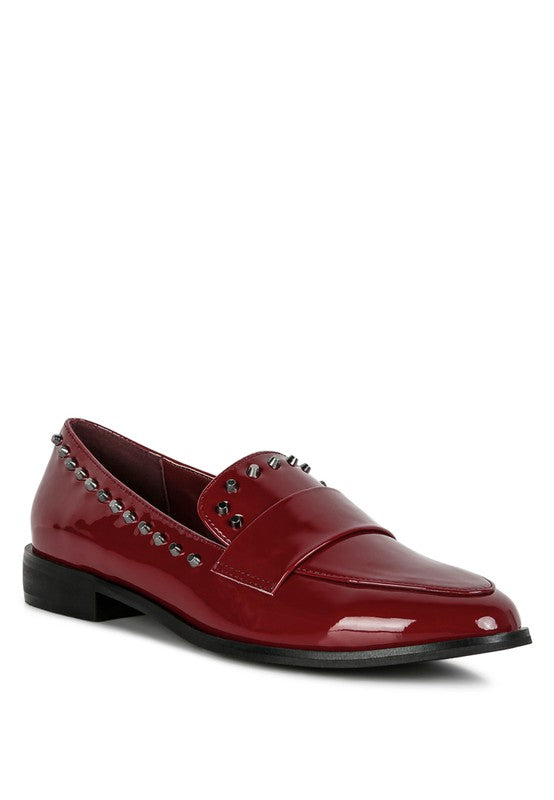 EMILIA Black Shine Forever Stud Penny Loafers