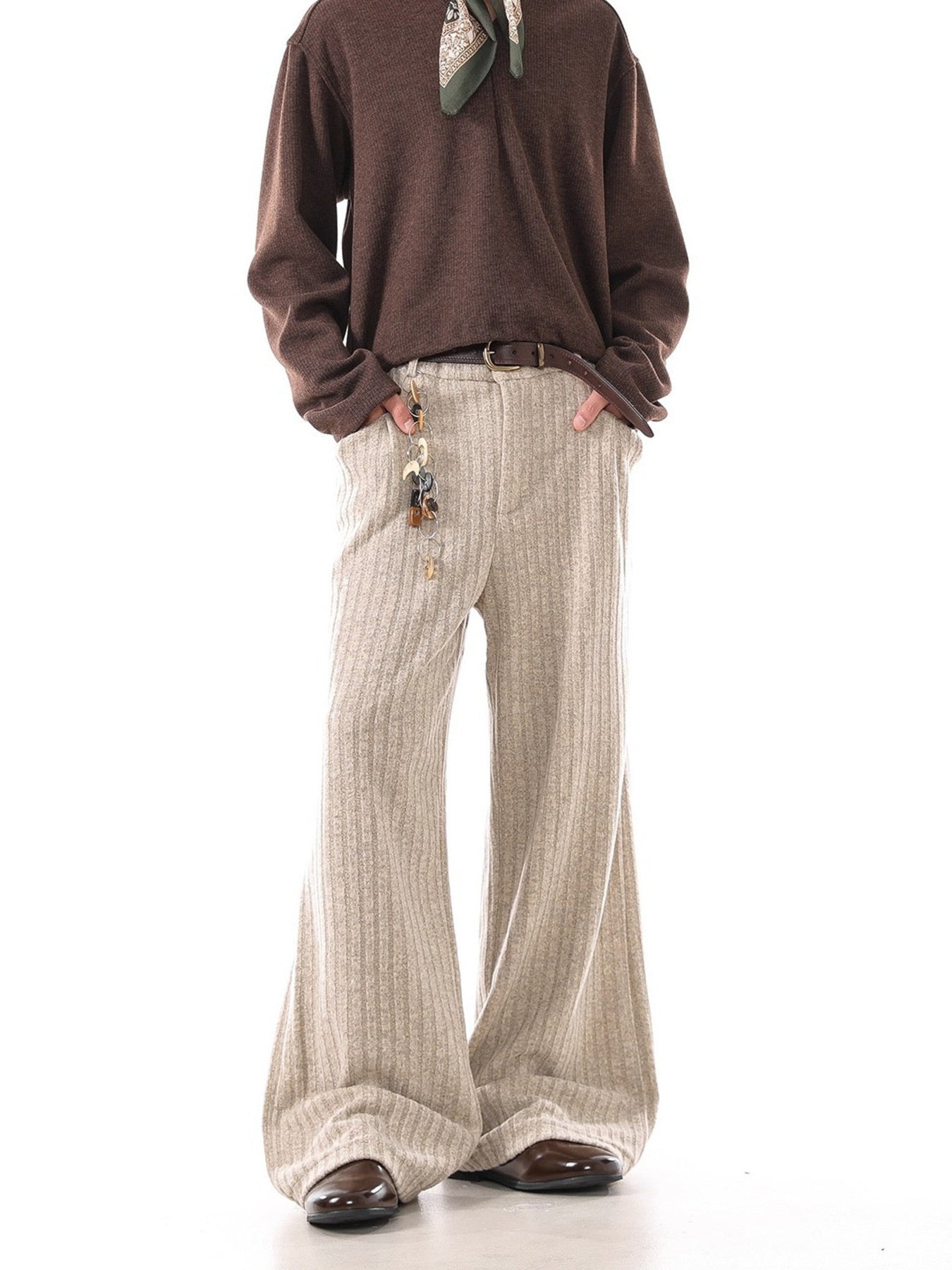 Men's Plus Size Ribbed Knit Loose Fit Pants