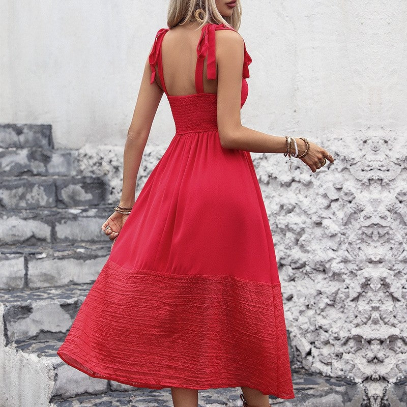 Solid Color Sleeveless Strappy Dress in Trendy Fashion Style
