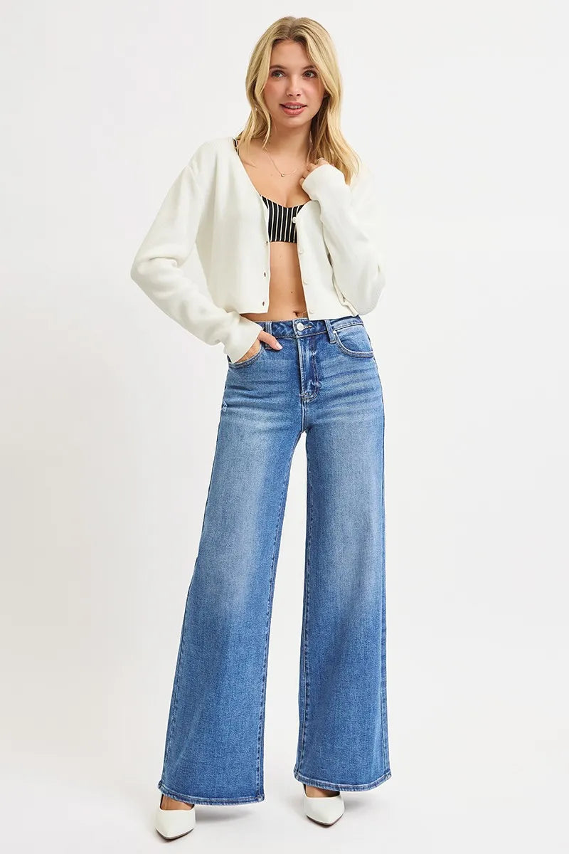 Full Size High Rise Wide Leg Jeans Plus Size