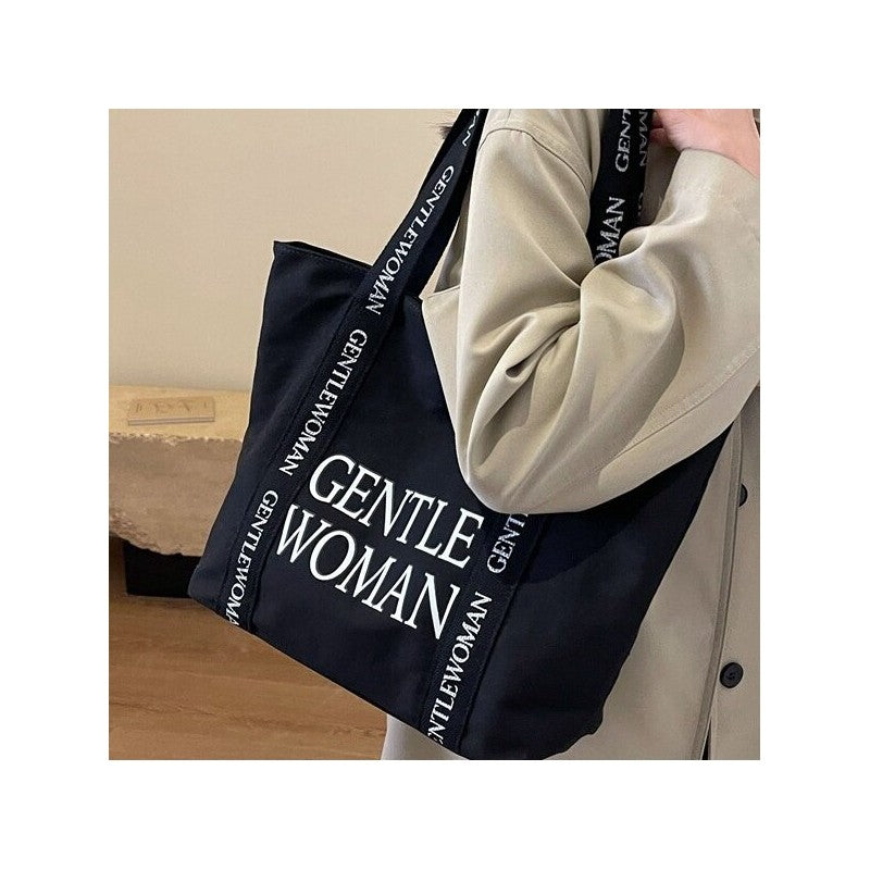 Chic Canvas Tote with Oversized Letter Print