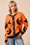 Halloween Witch Hat Moon Bat Artwork Cardigan