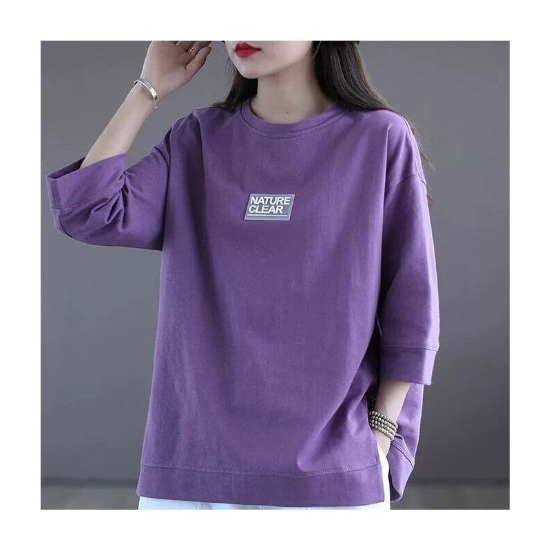Casual Loose Fit Seven-Point Sleeve T-Shirt