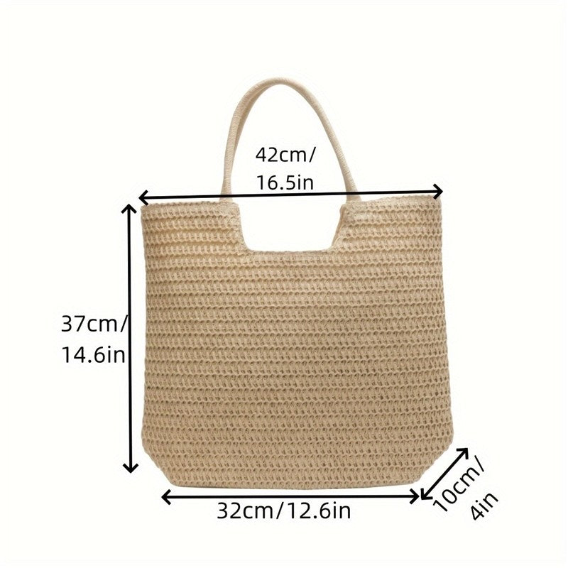 Stylish Oversized Straw Crochet Handbag