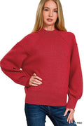 Viscose Mock Neck Exposed Seam Sweater