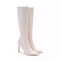 Women's Solid Color Stiletto Over-the-Knee Boots – Pointed Toe Side Zip
