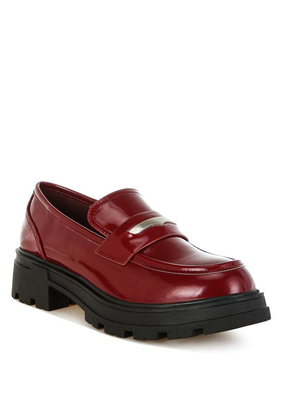 Gleam Stride Faux Leather Chunky Loafers