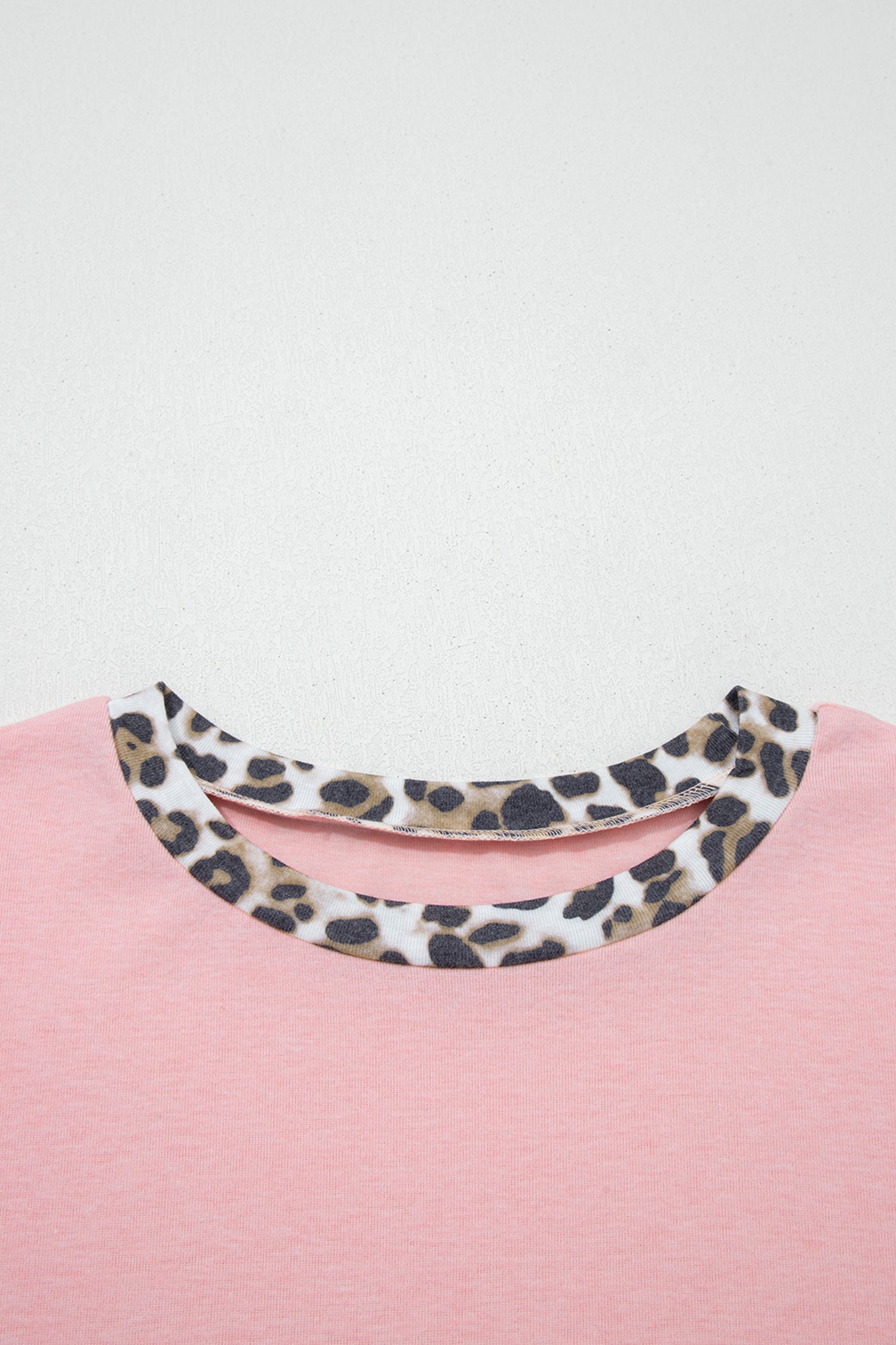 Light Pink Color Block Leopard Patchwork Dolman Sleeve High Low Baggy Sweatshirt