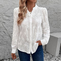 White Lace Embroidered Long Sleeve Blouse