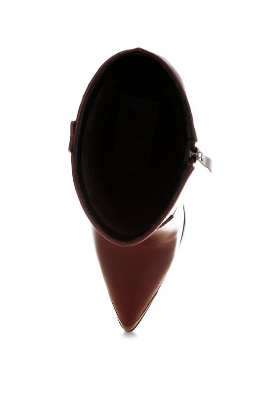 Hatter Pointed Toe Faux Leather Boots