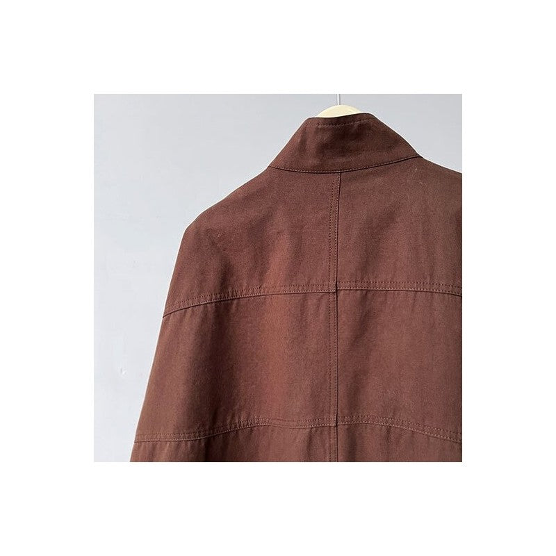 Casual Stand Collar Coat with Relaxed Fit