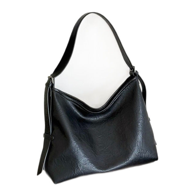 Women's PU Leather Bucket Tote Bag – Large Capacity Shoulder Bag | Coffee & Black