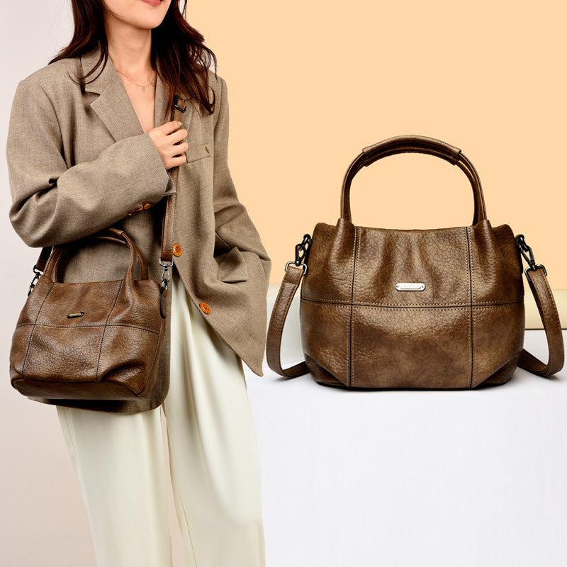 High-Capacity Soft PU Leather Shoulder Bag