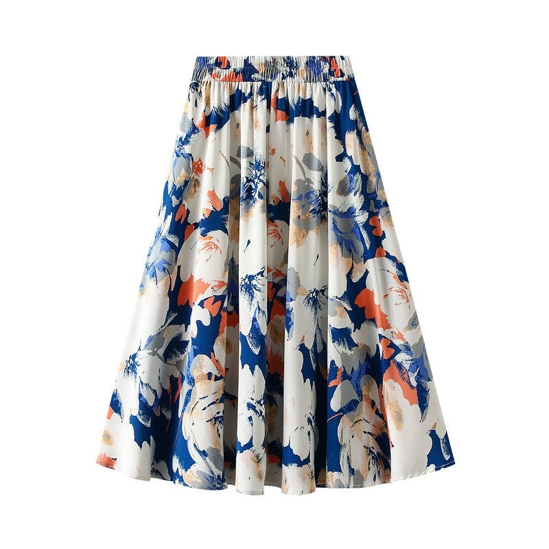 Floral Print High-Waisted A-Line Retro Skirt