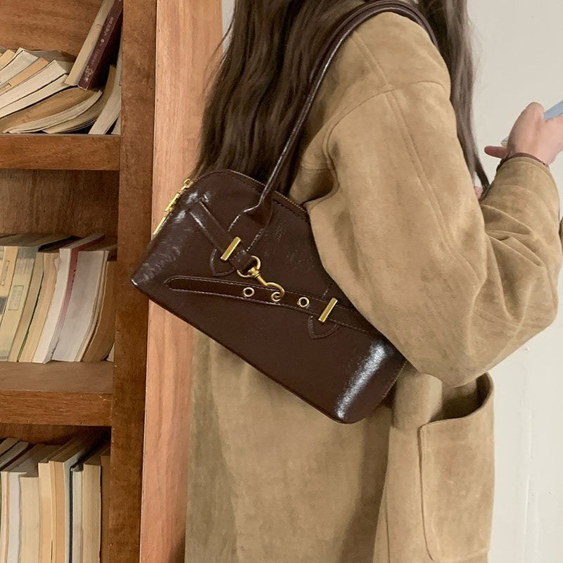 Women's Retro Shell Crossbody Bag - PU Leather Shoulder Bag with Phone Pocket