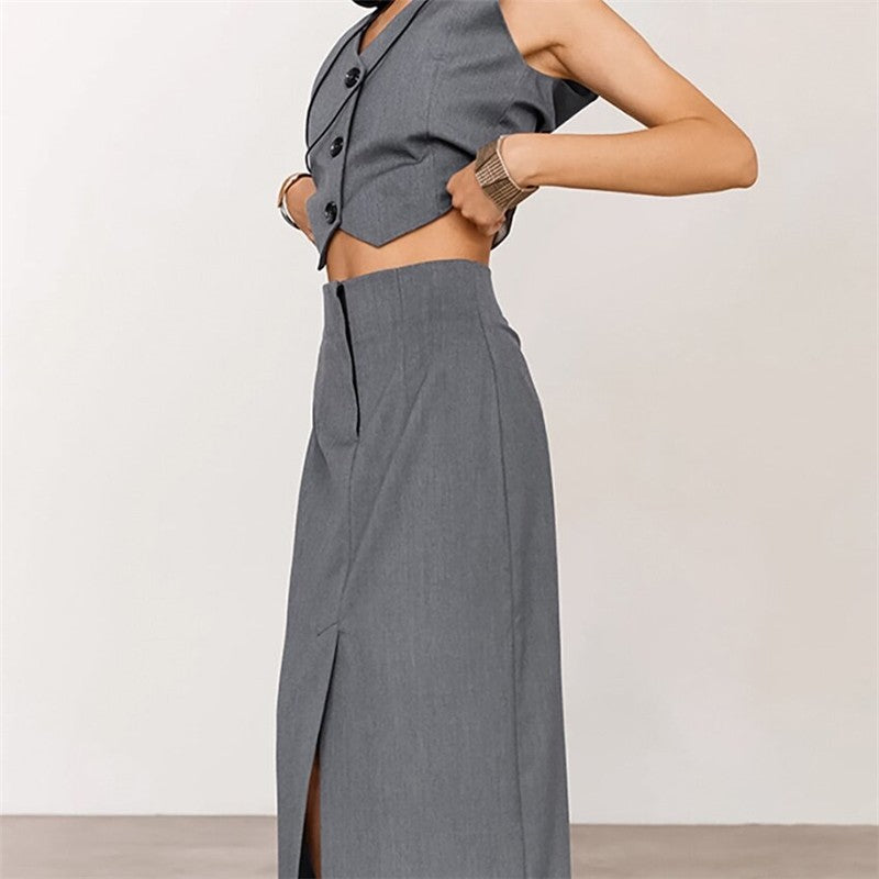 High-Waisted V-Neck Slim Fit Dress in Solid Color