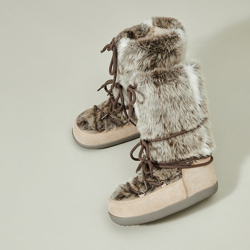 Women's Insulated Mid-Calf Snow Boots | Faux Fur Lined Flat Heel Slip-On Winter Boots