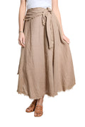 Tina Stephens Maureen Diagonal High Low Linen Skirt SS104