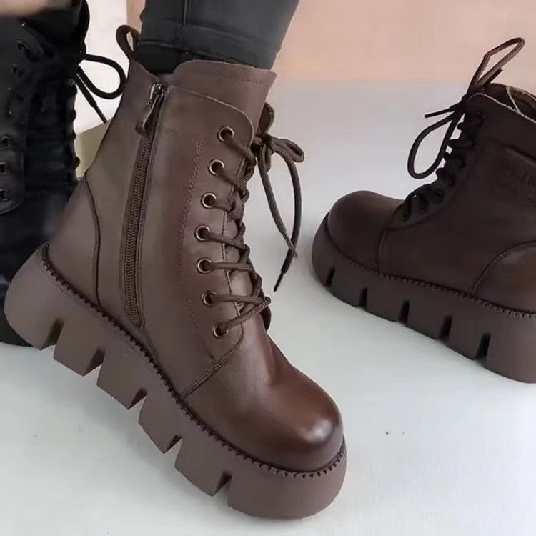 Women's Fleece-Lined Insulated Snow Boots | Soft Leather Side-Zip Winter Boots