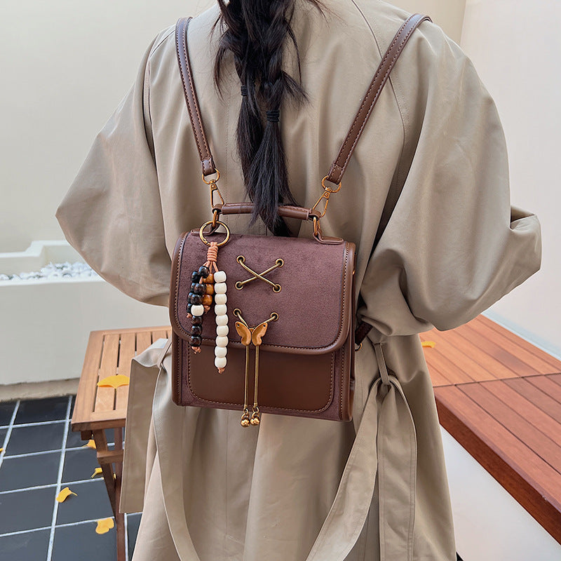 Textured PU Leather Crossbody Backpack – Commuter & Student Bag | Black, Brown, Khaki