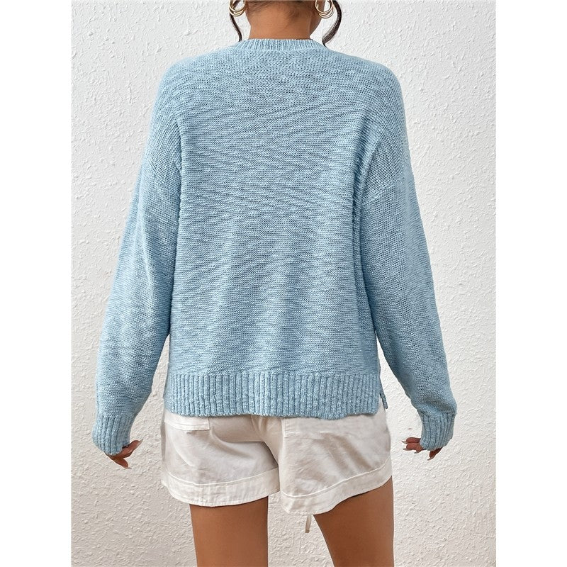 Long Sleeve Crewneck AMERICA Letters Casual Loose Knitted Sweater