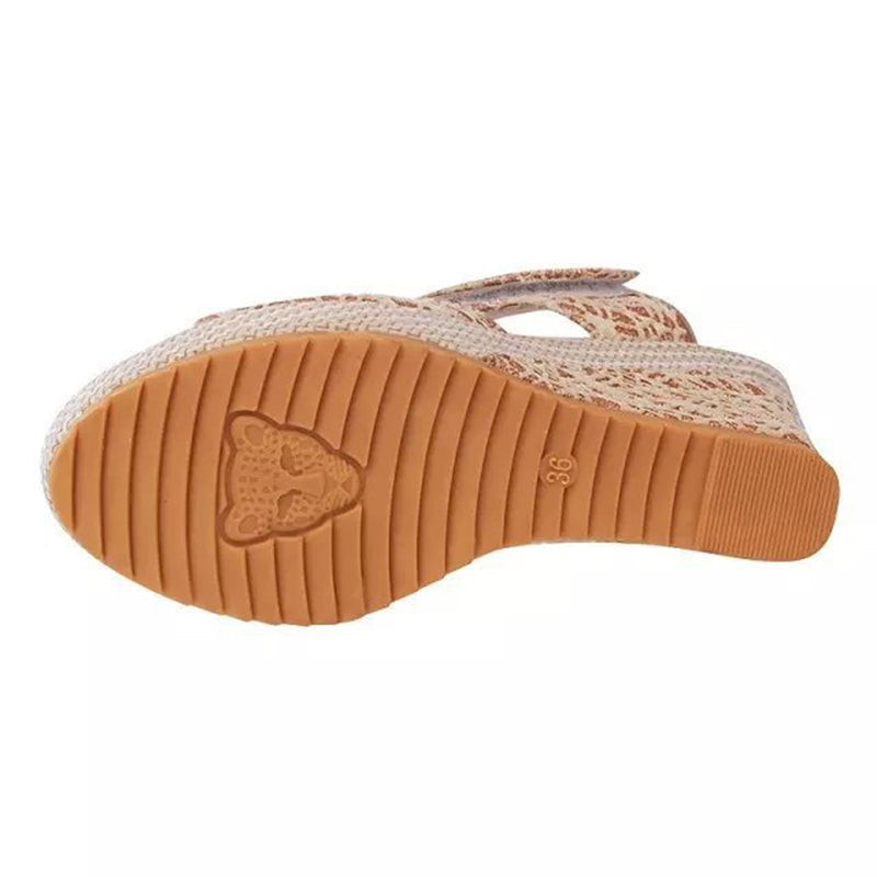 Women's Cutout Platform Sandals | Waterproof Open-Toe Cowhide Heels