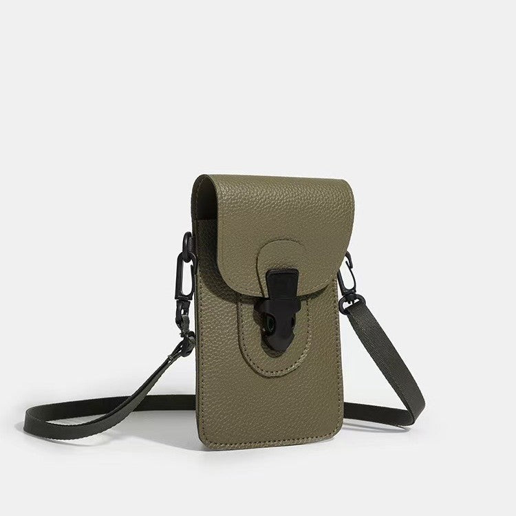Minimalist Lock-Clasp Crossbody Mini Bag – PU Leather Unisex Shoulder Bag