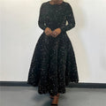 Sequin Embellished Long Sleeve High Waist Formal Dress